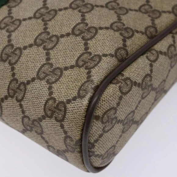 GUCCI GG Supreme Web Sherry Line Clutch Bag PVC Beige Gold 010 378 Auth BA4656 - Picture 10 of 16